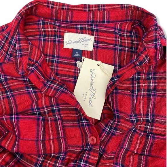 Universal Thread Womens Red Flannel Shirt XS NEW - Picture 3 of 5